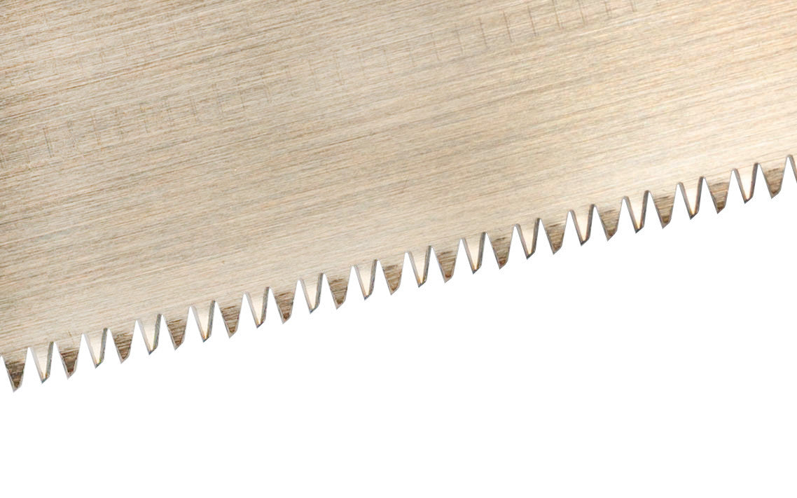 Made in Japan · Crosscut Teeth: 18 TPI ~ Gyokucho Saw #306 ~ Rigid spine back for straight accurate cuts ~ Impulse Hardened Teeth ~ Blade is removable ~ A good saw for general lumber, hard & soft woods, & for plywood & laminate board ~ Excellent all-purpose woodworking saw