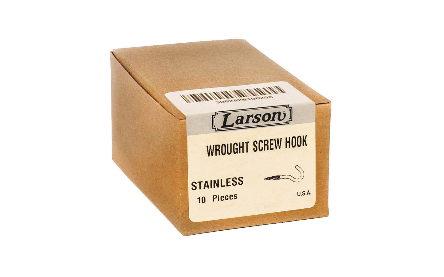 Bulk Box (10) of Heavy Duty Stainless Steel Screw Hooks - Made in USA