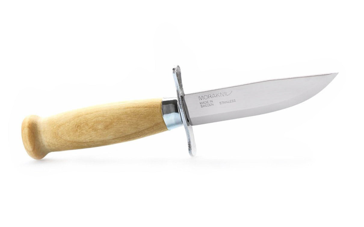 Mora Stainless Classic "Scout" Knife ~ Made in Östnor, Sweden · Made of quality stainless steel ~ Fixed blade with tang extending through the handle ~ Traditional & classic ~ Double finger guard ~ Mora 11935 ~ 7391846013570