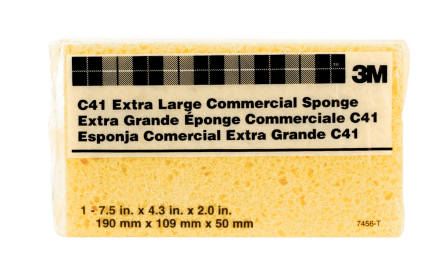 This 3M C41 Extra Large Commercial Sponge - 7.5"  x  4.3"  x 2". Commercial-sized sponge for jobs when you need a long-lasting, industrial product. Made in USA. 053200074562. 3M XL sponge. Model C41