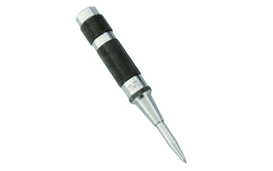 The Starrett Heavy Duty 18C Automatic Center Punch with Adjustable Stroke features a lightweight, knurled steel handle for a positive grip & easy handling. 130mm (5 1/4") Length, 17mm (11/16") Diameter, Auto Punch. 049659567571.  Made in USA.