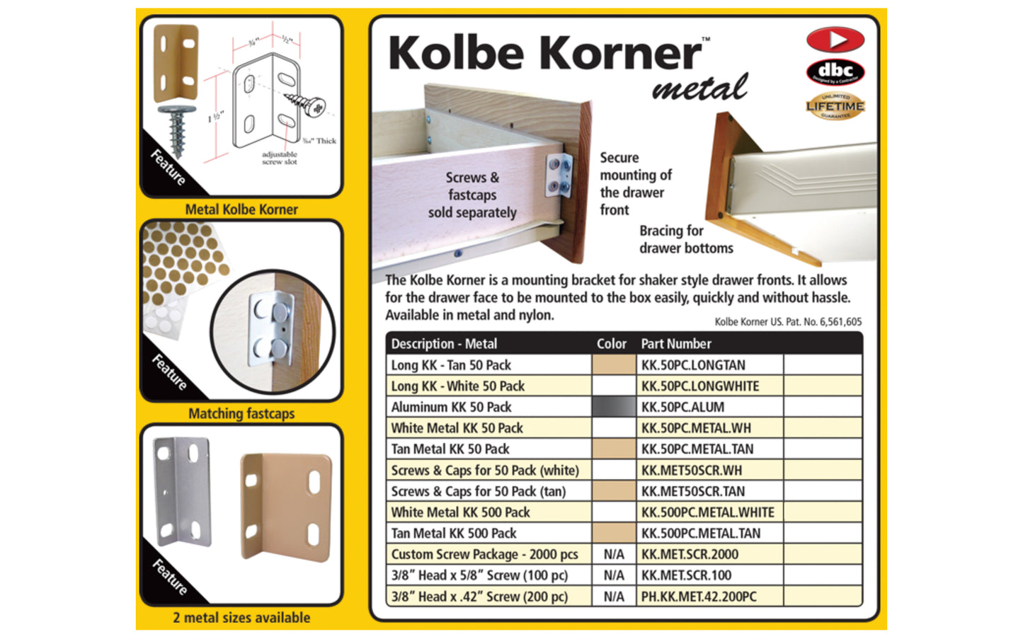 FastCap 5/8" Long Screws for Metal Kolbe Korners ~ 100 Pack - Model No. KK.MET.SCR.100