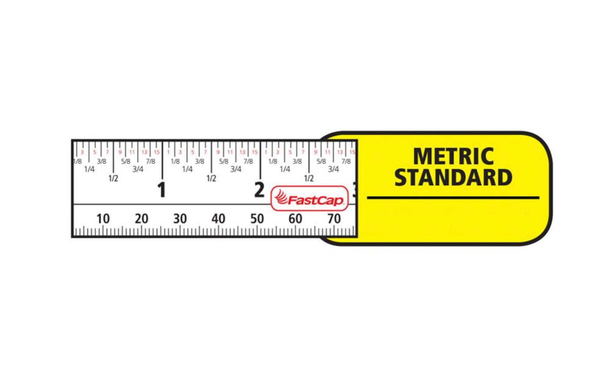 FastCap FlatBack Tape Measure - Metric & standard measurements identifying increments down to 1/16" & millimeters ~ 16' - Model No. PMS-FLAT16