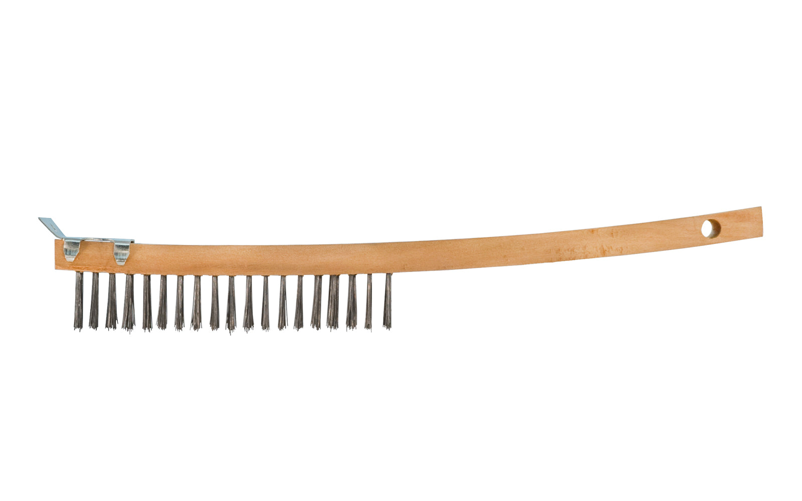 14" long carbon steel wire scratch brush & scraper with the filling material is staple set in a durable. Designed for general cleaning of many & various applications, including for use in shop, refinishing, stripping paint on home furniture, or for cleaning parts. 14" length brush - wooden handle. 6" length of bristles