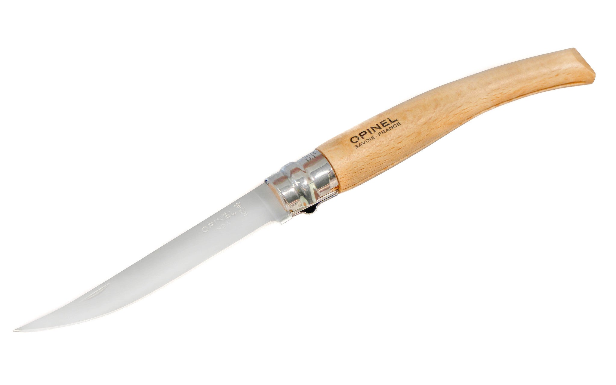 Opinel Stainless Steel Effilés Slim Knife ~ Beechwood Handle