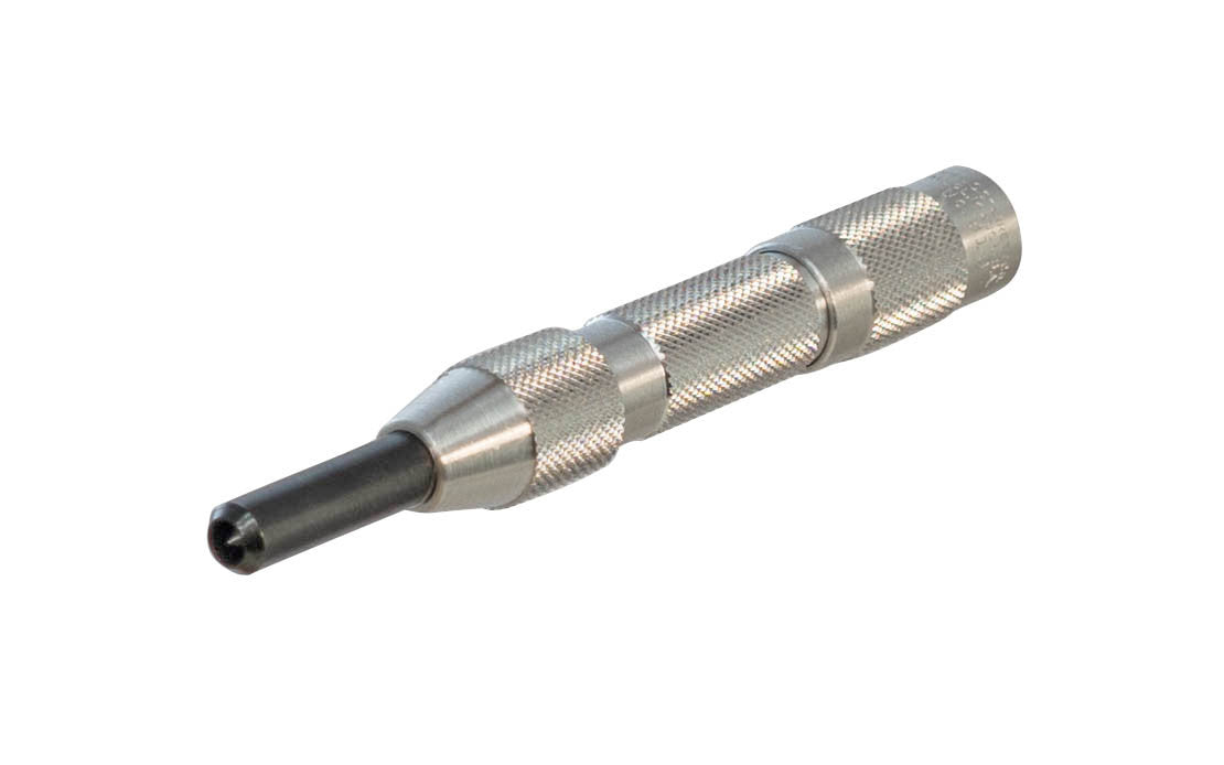 Starrett Hinge-Locating Automatic Center Punch. Made in USA · Model 819 ~ Excellent for pre-drilling precise holes for hinges & hardware ~ Will prevent the risk of drilling off-center, causing screws to pull hardware off-center