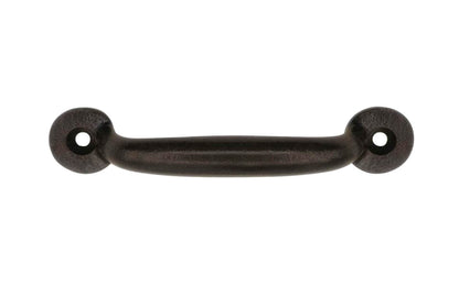 A Classic Cast Iron Handle ~ 3" On Centers with a satin black finish. Excellent for a wide variety of uses including drawers, cabinets, smaller doors, sashes, furniture, & screen doors. A classic looking handle excellent for adding charm & style to your home. Vintage finish with lacquer to resist rust. Model 88609
