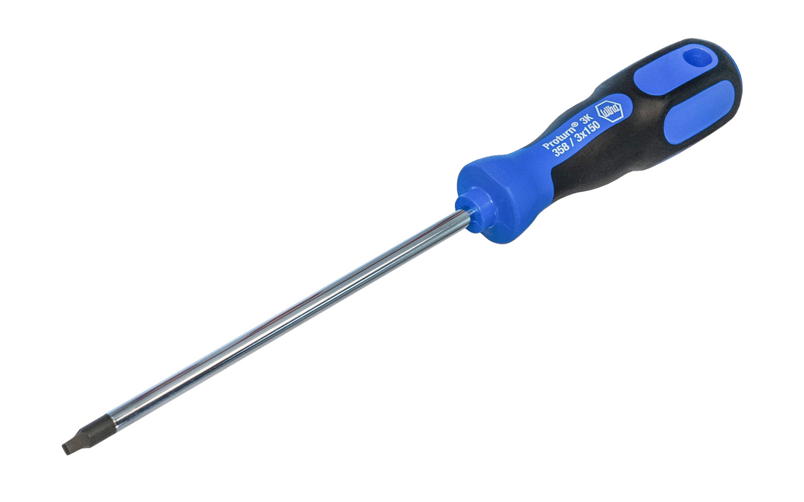 High quality Wiha No. 3 square screwdriver made out of special CVM steel that is 60 HRC hardened durability. Bright chrome shaft with soft grip ergonomic handle. Wiha Model No. 45833 - "Proturn" 3K 358 / #3x150.   Made in Germany - No. 3 SQ Screwdriver - Blue Handle - 084705458335 - # 3 Square Screwdriver - German Made