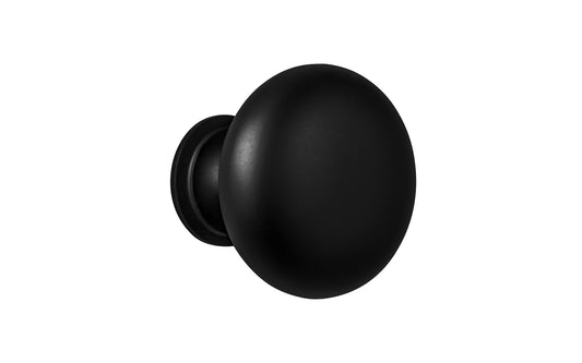 Vintage-style Hardware · Traditional & Classic Brass Knob with a Satin Black Finish. 1-1/4" diameter size knob. Made of high quality brass, this stylish round cabinet knob has a smooth look & feel on a pedestal shaped base. Works great in kitchens, bathrooms, on furniture, cabinets, drawers. Authentic reproduction hardware.