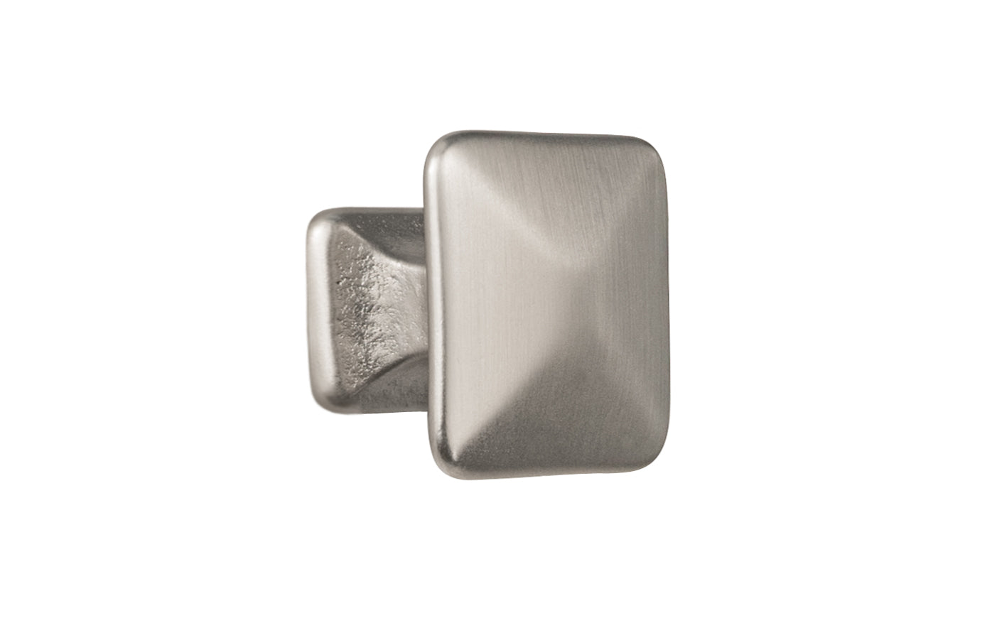 Vintage-style Hardware · Solid Brass Pyramid Shape Square Cabinet Knob ~ 1" size knob. Made of solid brass, this stylish knob has a smooth & weighty feel. Mission-style, Arts & Crafts style of hardware. Brushed Nickel Finish
