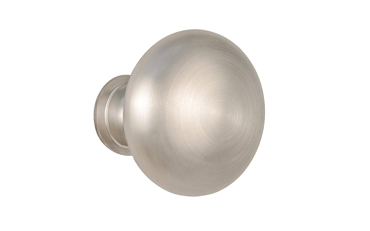 Vintage-style Hardware · Traditional & Classic Brass Knob with a Brushed Nickel Finish. 1-1/2" diameter size knob. Made of high quality brass, this stylish round cabinet knob has a smooth look & feel on a pedestal shaped base. Works great in kitchens, bathrooms, on furniture, cabinets, drawers. Authentic reproduction hardware.