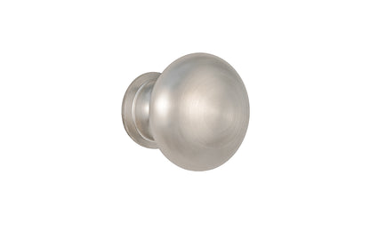 Vintage-style Hardware · Traditional & Classic Brass Knob with a Brushed Nickel Finish. 1" diameter size knob. Made of high quality brass, this stylish round cabinet knob has a smooth look & feel on a pedestal shaped base. Works great in kitchens, bathrooms, on furniture, cabinets, drawers. Authentic reproduction hardware.