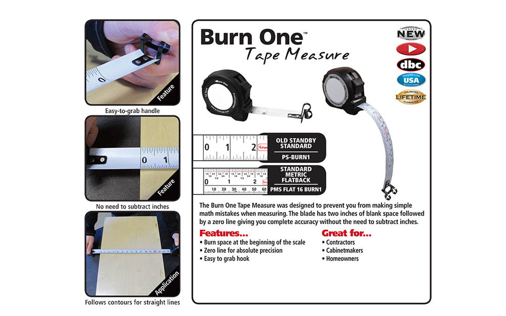 FastCap Pro Carpenter Burn One Tape Measure ~ 16' - Standard ~ Model No. PS-Burn1