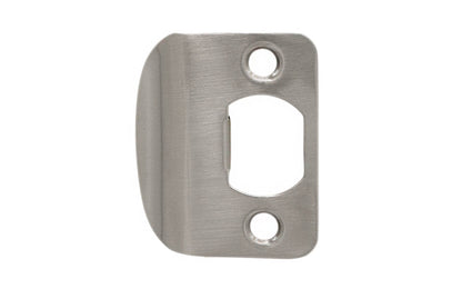 Vintage-style Hardware · Traditional & classic-style ~ For interior doors ~ Classic & traditional brushed nickel full lip door strike made of quality solid brass material. 2-1/4" High x 1-3/4" Wide overall size. Available in five different finishes. Includes two phillips flat-head screws