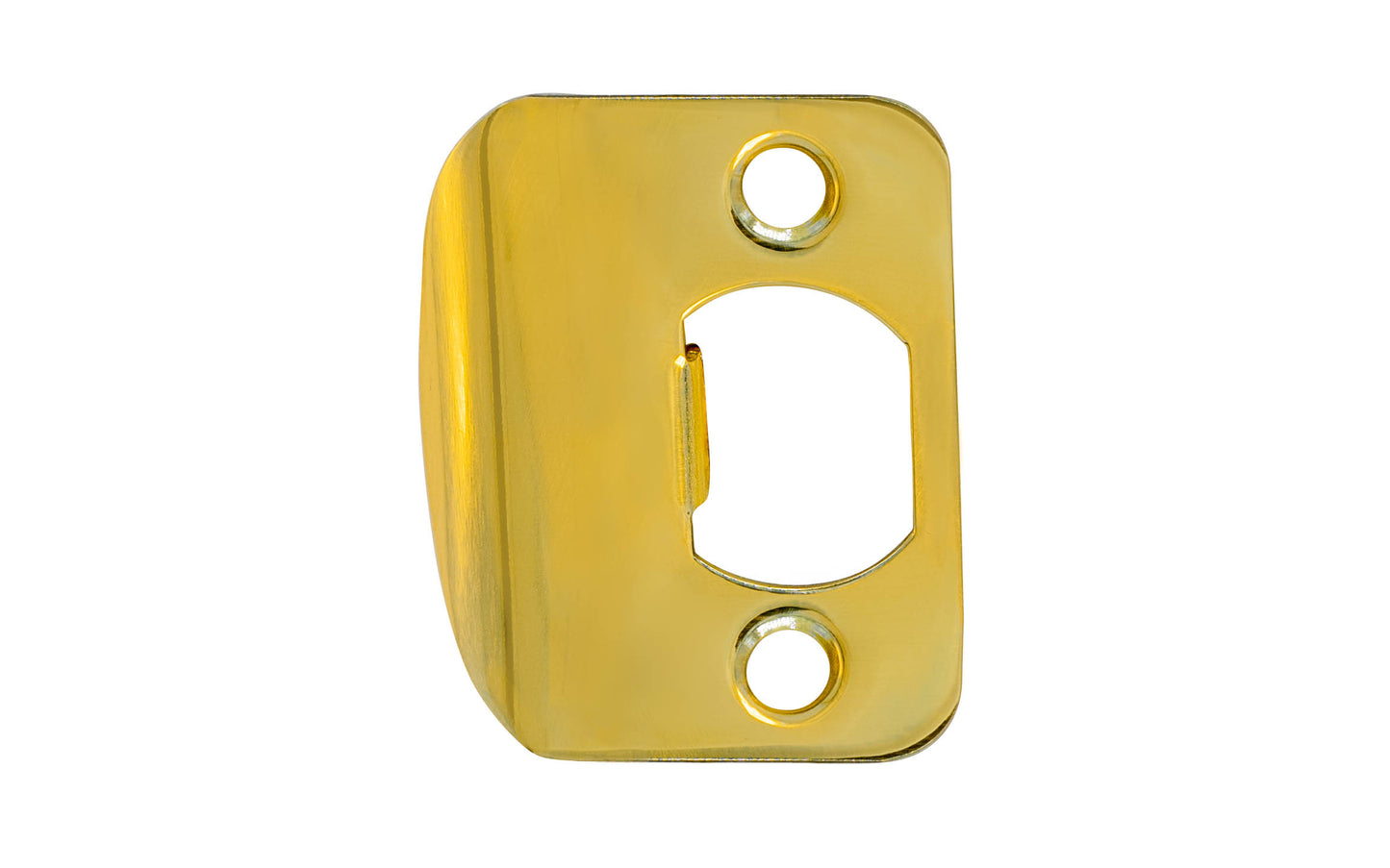 Vintage-style Hardware · Traditional & classic-style ~ For interior doors ~ Classic & traditional lacquered brass full lip door strike made of quality solid brass material. 2-1/4" High x 1-3/4" Wide overall size. Available in five different finishes. Includes two phillips flat-head screws