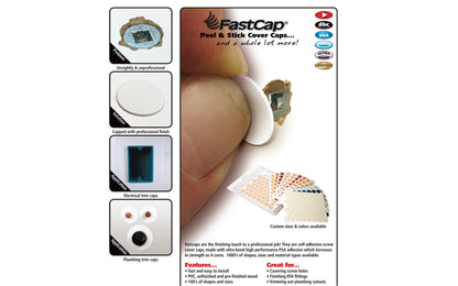 FastCap 9/16" White Adhesive Cover Caps - Solid PVC ~ 1060 Pieces - Model No. FC.SP.916.WH
