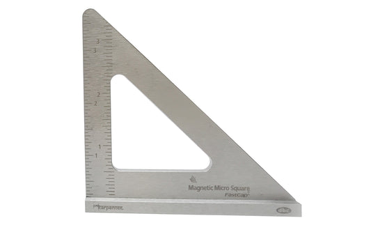 FastCap 3-3/4" Magnetic 45° Square is great for setting blade heights, & for setting 45° & 90° blade angles. 2 neodymium magnets inside base. Magnetic base sticks firmly to metal table & allows hands-free adjustment of spindles, blades & fences. Built-in scale allows you to easily set the height or do precision layout ~ Model No. MAG MICRO 45 DEGREE