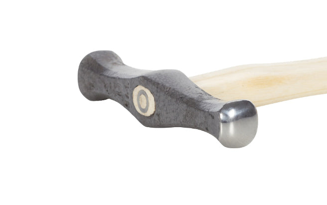 A high quality chasing hammer with two round faces polished with different arches made by Picard in Germany.  Made in Germany. Two round polished faces each polished with a different high round shape.  Wooden Ash handle. High Quality Jewelers chasing hammer. Polished Round Faces. Picard Hammer.