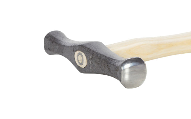 A high quality chasing hammer with two round faces polished with different arches made by Picard in Germany.  Made in Germany. Two round polished faces each polished with a different high round shape.  Wooden Ash handle. High Quality Jewelers chasing hammer. Polished Round Faces. Picard Hammer.