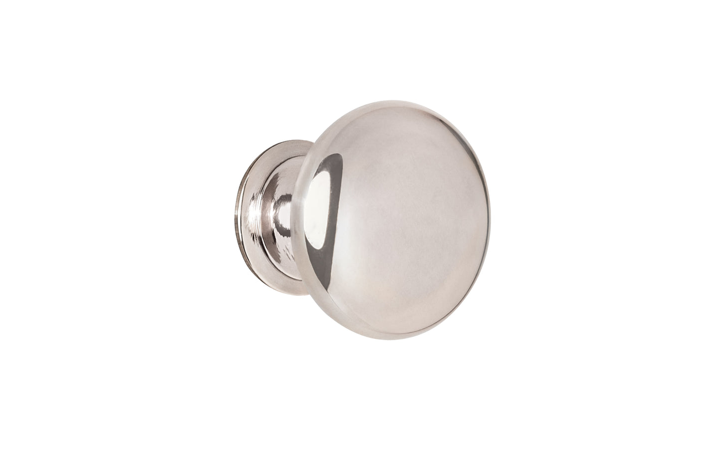 Vintage-style Hardware · Traditional & Classic Brass Knob with a Polished Nickel Finish. 1" diameter size knob. Made of high quality brass, this stylish round cabinet knob has a smooth look & feel on a pedestal shaped base. Works great in kitchens, bathrooms, on furniture, cabinets, drawers. Authentic reproduction hardware.