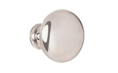 Vintage-style Hardware · Traditional & Classic Brass Knob with a Polished Nickel Finish. 1-1/2" diameter size knob. Made of high quality brass, this stylish round cabinet knob has a smooth look & feel on a pedestal shaped base. Works great in kitchens, bathrooms, on furniture, cabinets, drawers. Authentic reproduction hardware.