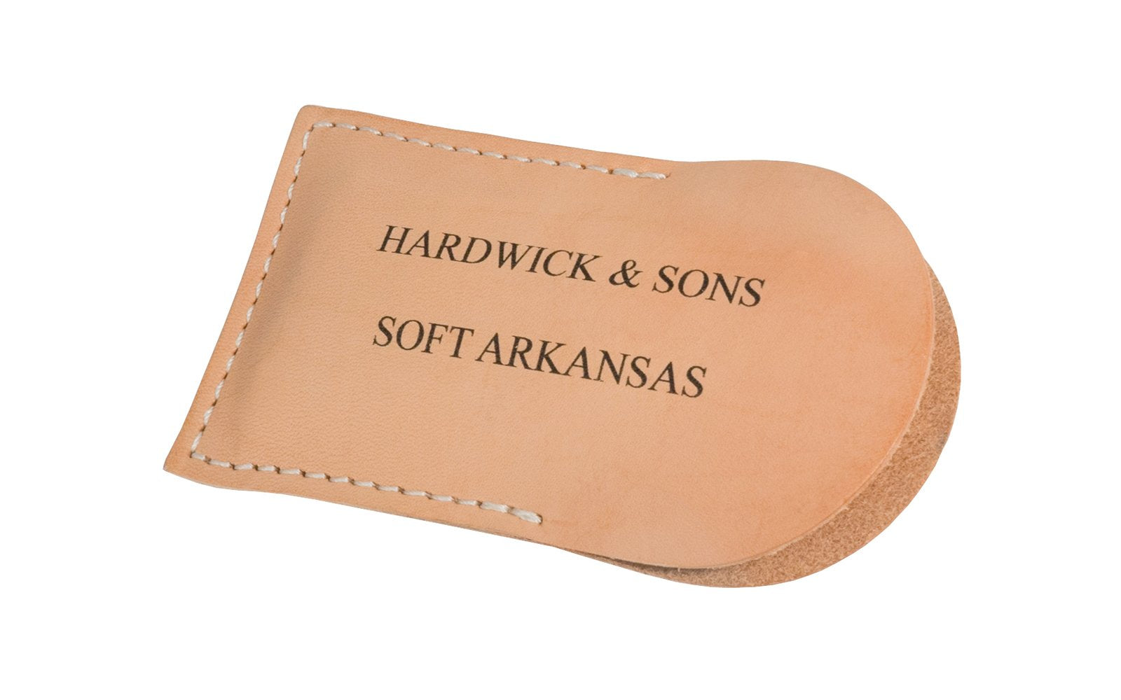 Soft Arkansas Slip Stone with Leather Pouch ~ 4-1/4" x 1-5/8" - Made in USA ~ Extra Fine Stone ~ least dense & coarsest grained of the natural Arkansas stones & good for starting an edge on your tools & knives; commonly used after synthetic or oil stone - Model No. MAP-42-L