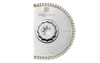 Fein Tools 3-9/16" Segment Diamond Open Teeth Saw Blade - 188 Blade. Open teeth for perfect, clean cut edges without delamination in CFRP/fiberglass materials. Very high cutting speed & precision. Diamond coating for exceptional service life. Thin blade version. Kerf approx. 3/64" (1.2 mm). 63502188210