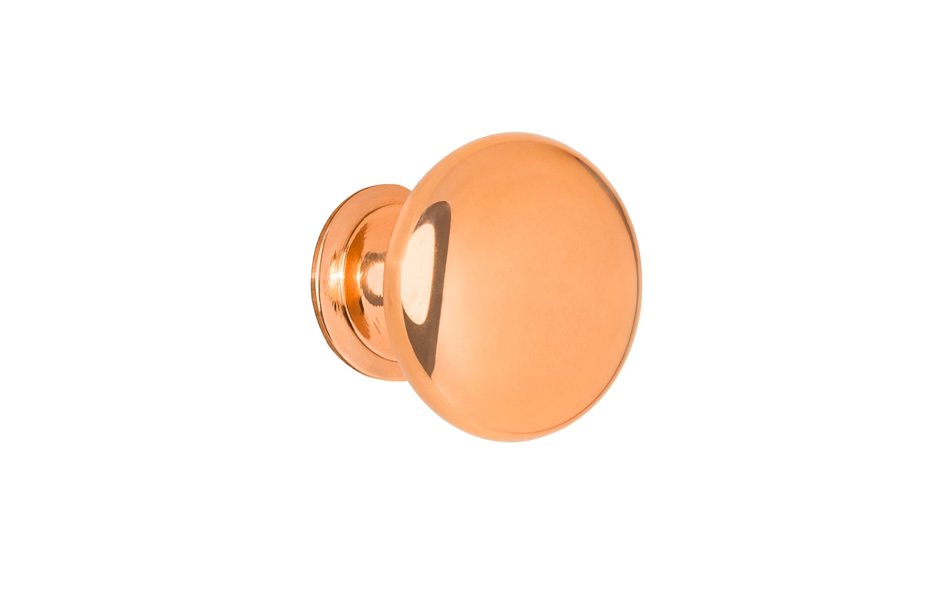 Vintage-style Hardware · Traditional & Classic Brass Knob with a Polished Copper Finish. 1" diameter size knob. Made of high quality brass, this stylish round cabinet knob has a smooth look & feel on a pedestal shaped base. Works great in kitchens, bathrooms, on furniture, cabinets, drawers. Authentic reproduction hardware.
